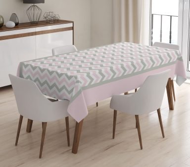 RealHomes Zigzag Deseni Dijital Baskılı 3D Masa Örtüsü