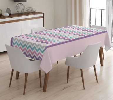 RealHomes Zigzag Desenli Dijital Baskılı 3D Masa Örtüsü
