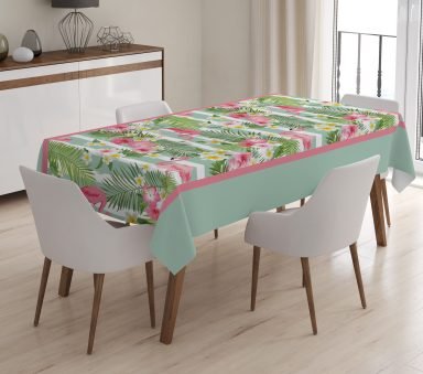RealHomes Flamingo Desenli Dijital Baskılı 3D Masa Örtüsü