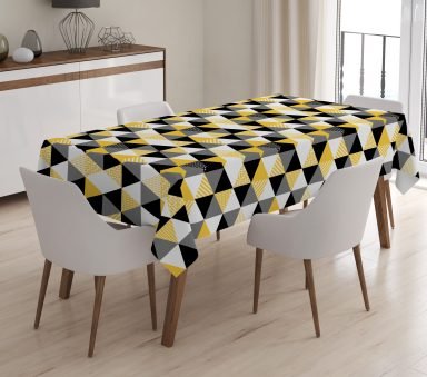 Geometrik Desenli Dijital Baskılı 3D Masa Örtüsü