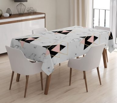 Geometrik Desenli Dijital Baskılı 3D Masa Örtüsü