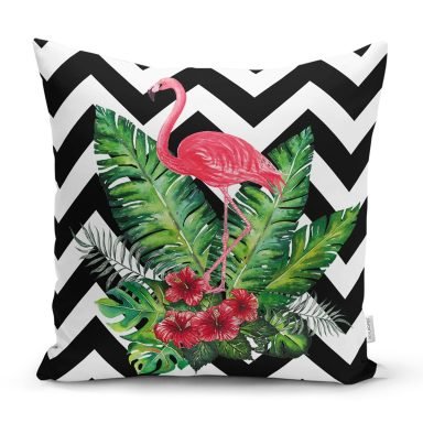 Zigzag Flamingo Desenli Modern Yastık Kırlent Kılıfı - kcokzigfila