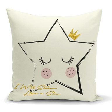 Modern Yıldız Desenli Dijital Baskılı Dekoratif Yastık Kılıfı