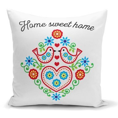 Home Sweet Home Yazılı Dijital Baskılı Modern Kırlent Kılıfı