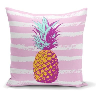 Canlı Renkli Ananas Motifli Dijital Baskılı Yastık Kırlent Kılıfı