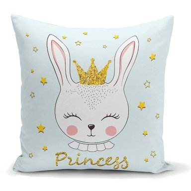 Princess Tavşan Desenli Dekoratif Yastık Kırlent Kılıfı
