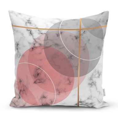 Geometrik Mermer Desenli Dijital Baskılı Yastık Kırlent Kılıfı