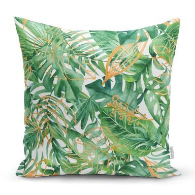 Amazon Yaprakları Dijital Baskılı Modern Yastık Kırlent Kılıfı