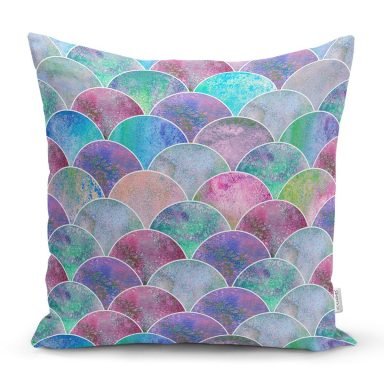 Mavi Zeminde Yuvarlak Desenli Modern Yastık Kırlent Kılıfı