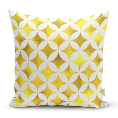 Geometrik Altın Renkte Desenler Modern Yastık Kırlent Kılıfı