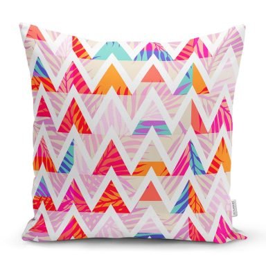 Geometrik Desenli Renkli Zeminli Modern Yastık Kırlent Kılıfı