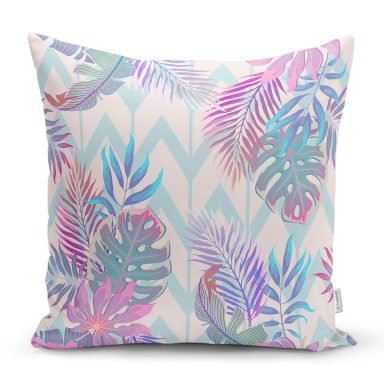 Pudra Zeminli Geometrik Palmiye Yaprakları Modern Yastık Kırlent Kılıfı