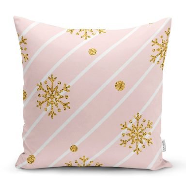 Pembe Zeminde Kartanesi Detaylı Özel Tasarım Yastık Kırlent Kılıfı