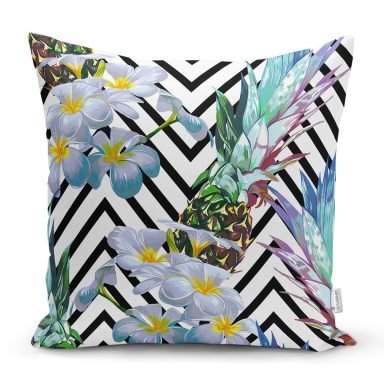 Zigzag Zeminli Yaz Egzotiği Özel Tasarımlı Yastık Kırlent Kılıfı