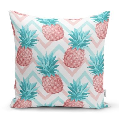 Renkli Zeminli Ananaslar Özel Tasarım Yastık Kırlent Kılıfı