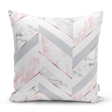 Mermer Zeminli Geometrik Tasarımlı Yastık Kırlent Kılıfı