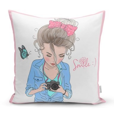 Özel Tasarım Smile Take Up Desenli Dekoratif Yastık Kırlent Kılıfı