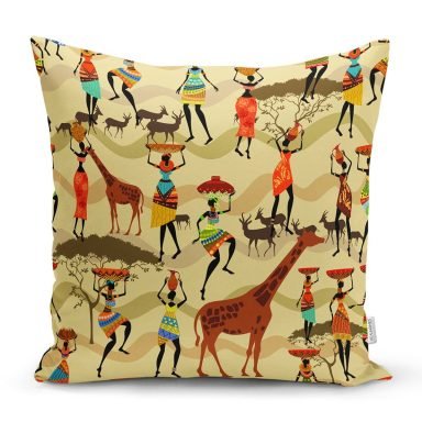 RealHomes Etnik Afrikan Desenli Özel Tasarım Yastık Kırlent Kılıfı