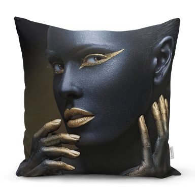 African Gold Kadın Özel Tasarımlı Dekoratif Yastık Kırlent Kılıfı