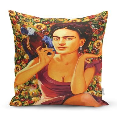 Mutluluk Çiçekleri Vintage Tasarımlı Dijital Baskılı Yastık Kırlent Kılıfı