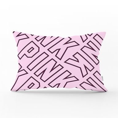 Açık Pempe Pink Yazılı Modern Dekoratif Dikdörtgen Yastık Kırlent Kılıfı - DIK-3397