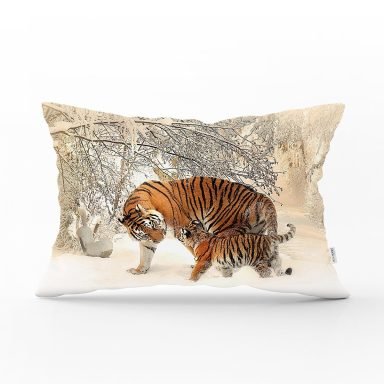 Leopar Desenli Dijital Baskılı Dikdörtgen Yastık Kırlent Kılıfı - DIK-813