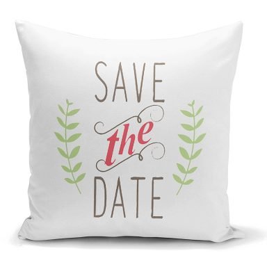 Save The Date Başaklı Dijital Baskılı Kırlent Kılıfı