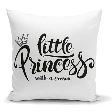 Lıttle Prıncess Yazılı Dijital Baskılı Dekoratif Kırlent Kılıfı