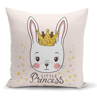 Pembe Zeminli Lıttle Prıncess Desenli Dijital Baskılı Yastık Kılıfı