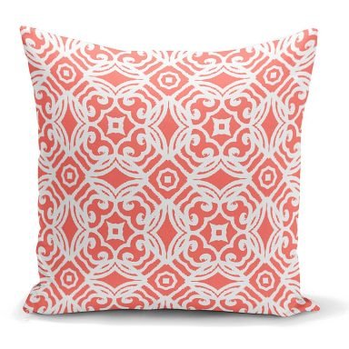 Turuncu Damask Motifli Dijital Baskılı Modern Yastık Kılıfı