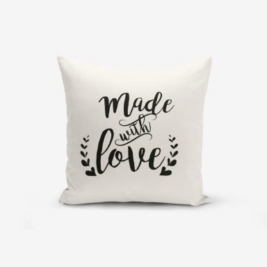 Made With Love Yazı Desenli Modern Kırlent Kılıfı