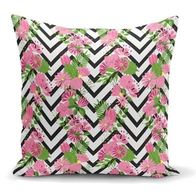 Zigzag Zebra Desenli Ogea Desenli Dekoratif Yastık Kılıfı