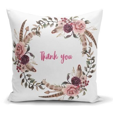 Thank You Baskılı Dijital Baskılı Yastık Kırlent Kılıfı
