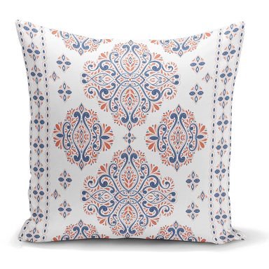 Çini Karo Motifli Dijital Baskılı Modern Yastık Kırlent Kılıfı