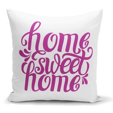 Eflatun Home Sweet Home Dijital Baskılı Yastık Kırlent Kılıfı