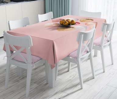 Pembe Zeminli Balonlar Desenli Leke Tutmaz Masa Örtüsü - Masa3003
