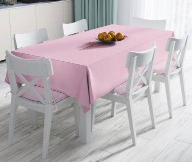 Pembe Zeminli Altın Gül 3D Baskılı Leke Tutmaz Masa Örtüsü - Masa3019