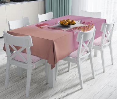 Modern Pembe Zeminli 3D Yıldız Desenli Dekoratif Leke Tutmaz Masa Örtüsü - Masa3139