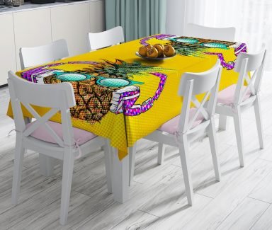 Summer Ananas Tasarımlı Dekoratif Leke Tutmaz Masa Örtüsü - Masa3168