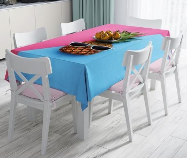Mavi Pembe Ananas Desenli Modern Leke Tutmaz Masa Örtüsü - Masa3175