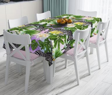 Egzotik Zebra Desenli Modern Leke Tutmaz Masa Örtüsü - Masa3182
