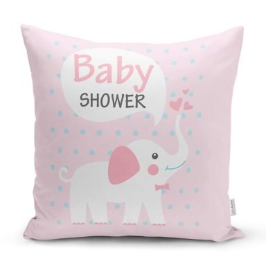 Baby Shower Fil Desenli Dijital Baskılı Bebek Odası Yastık Kılıfı