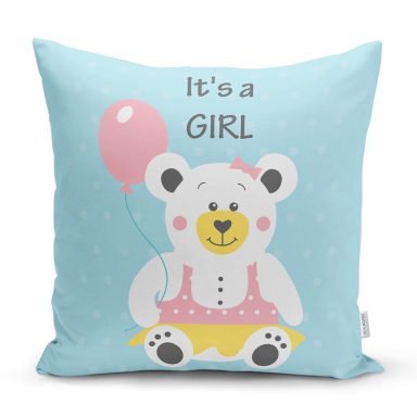 Gri Zeminde Puanlı Baby Shower Bebek Odası Yastık Kılıfı
