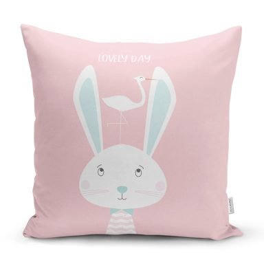 Mavi Beyaz Çizgili Baby Shower Desenli Bebek Odası Yastık Kılıfı