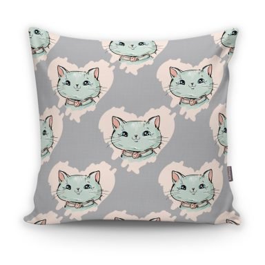 Realhomes Kedi Desenli Dijital Baskılı Modern Kırlent Kılıfı