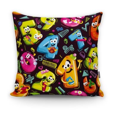 Realhomes Renkli Sayılar Dijital Baskılı Modern Kırlent Kılıfı