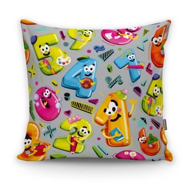 Realhomes Renkli Sayılar Dijital Baskılı Modern Kırlent Kılıfı