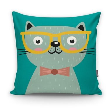 Realhomes Renkli Kedi Dijital Baskılı Modern Kırlent Kılıfı