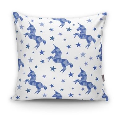 Realhomes Beyaz Zeminde Pembe Yıldız Dijital Baskılı Modern Yastık Kılıfı