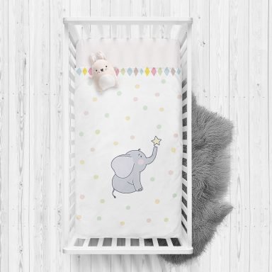 Sevimli Fil Baby Shower Tasarımlı Çocuk Odası Yatak Örtüsü